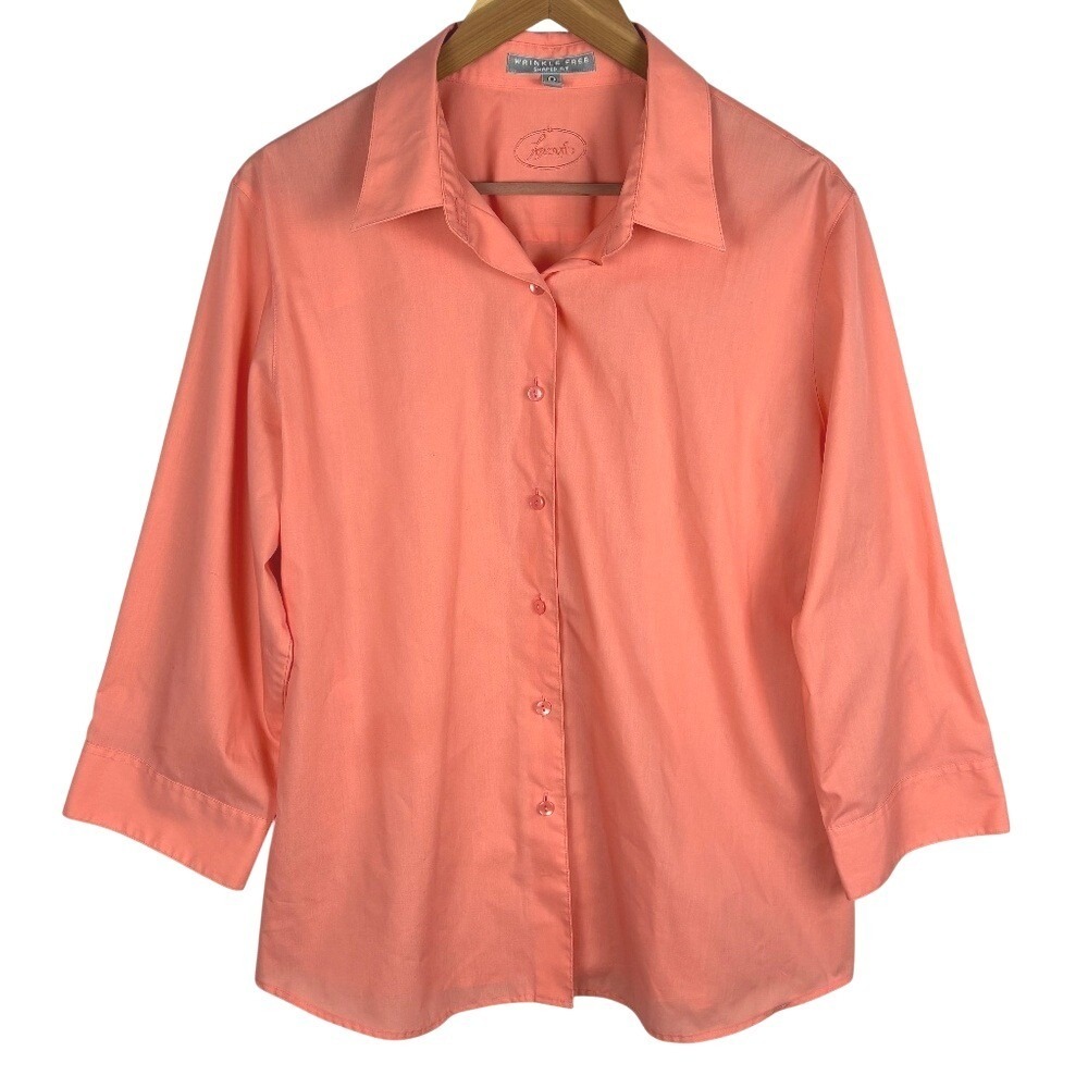 Foxcroft Womens No Iron Button Down Long Sleeve Shirt Sz 18 Office Business FLAW